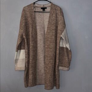 Joan Vass Beige and Brown Knit Cardigan‎